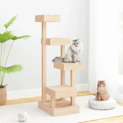 Huisdierbenodigdheden*vidaXL Kattenmeubel 45,5x49x103 cm massief grenenhout Naturel