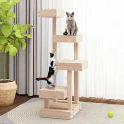 Huisdierbenodigdheden*vidaXL Kattenmeubel 45,5x49x103 cm massief grenenhout Naturel