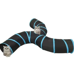 Buitenspeelgoed*vidaXL Kattentunnel 3-voudig 25 cm polyester zwart en blauw