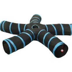 Kattentunnel 5-voudig 25 cm polyester zwart en blauw><noscript><img width=