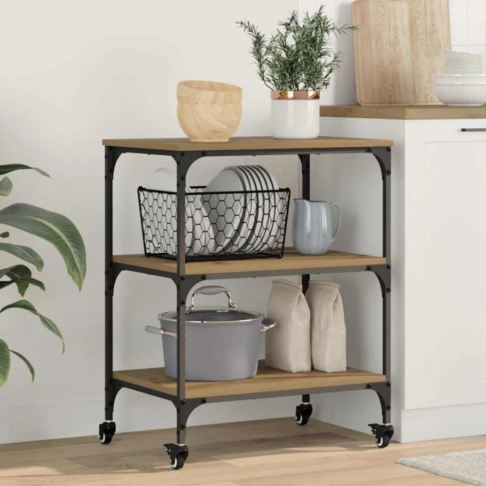 Keuken Trolley Artisan Eiken 60 x 41 x 76 cm Bewerkt hout>vidaXL Sale