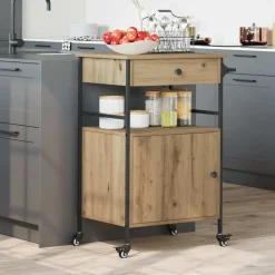 Keuken Trolley Artisan Eiken 56 x 43 x 89,5 cm Bewerkt hout>vidaXL Best