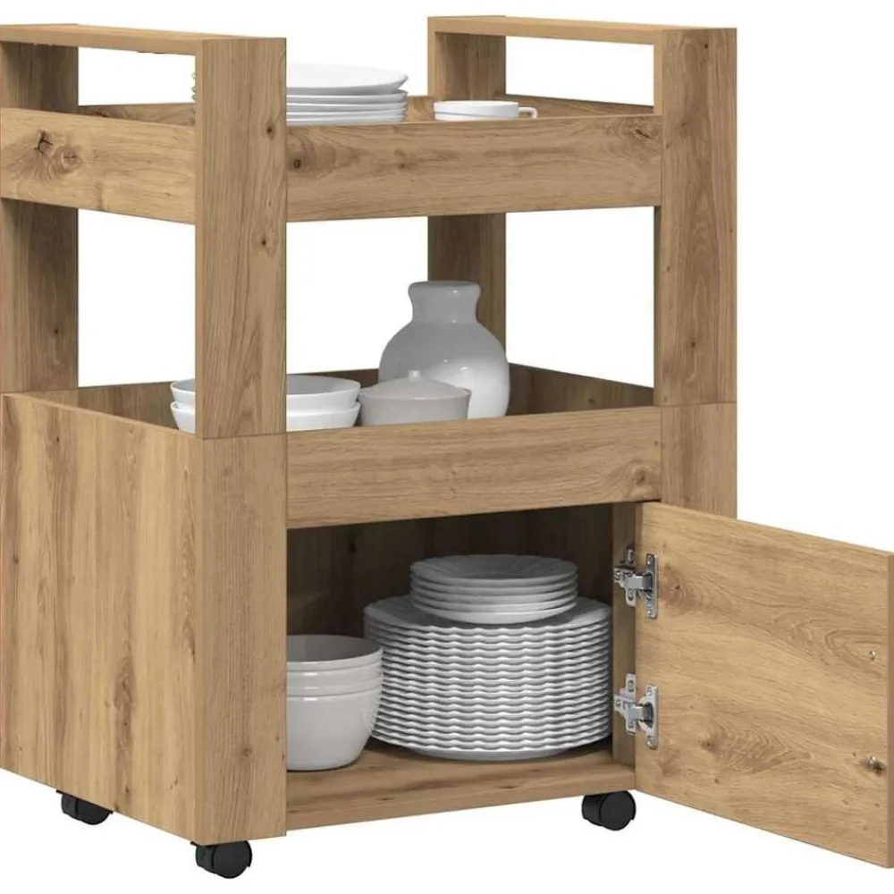 Trolleys*vidaXL Keuken Trolley 60 x 45 x 80 cm artisanaal eikenkleurig
