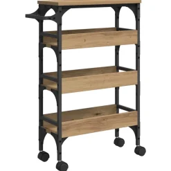 Trolleys*vidaXL Keuken Trolley Artisan Eiken 53 x 20 x 76 cm Bewerkt hout artisanaal eikenkleurig