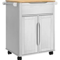 Trolleys*vidaXL Keuken Trolley FLORO 72,5 x 45 x 80 cm Massief Vurenhout Wit