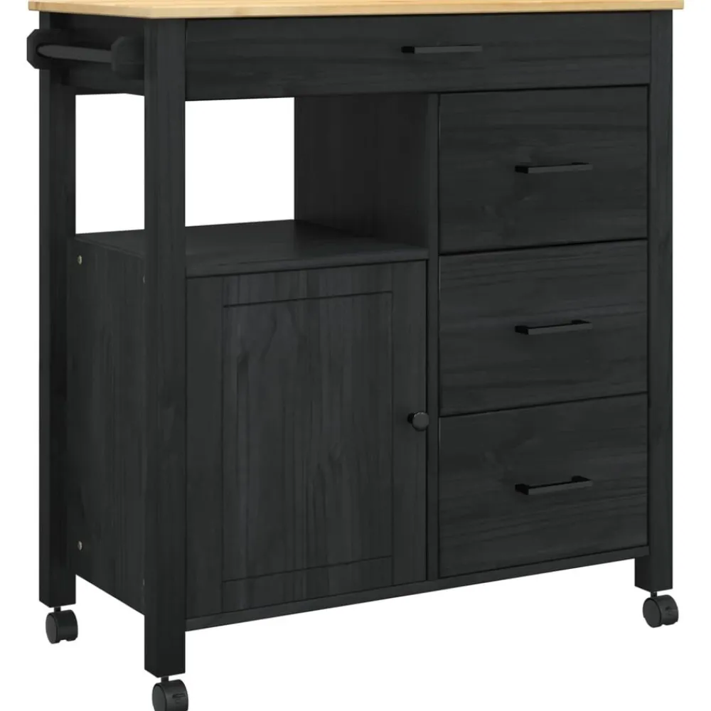 Keuken Trolley MONZA 84 x 40 x 88,5 cm Massief Vurenhout>vidaXL New
