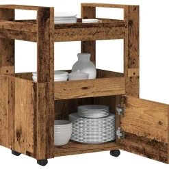 Trolleys*vidaXL Keuken Trolley 60 x 45 x 80 cm Bewerkt hout Oud hout