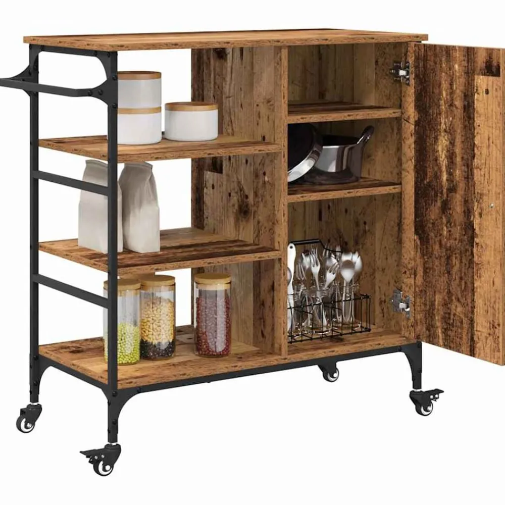 Trolleys*vidaXL Keuken Trolley Oudhout 87.5 x 39 x 84.5 cm Bewerkt hout Oud hout