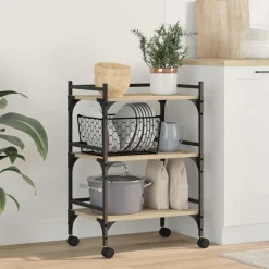 Keuken Trolley Sonoma Eiken 50 x 35 x 75,5 cm Bewerkt hout>vidaXL Hot