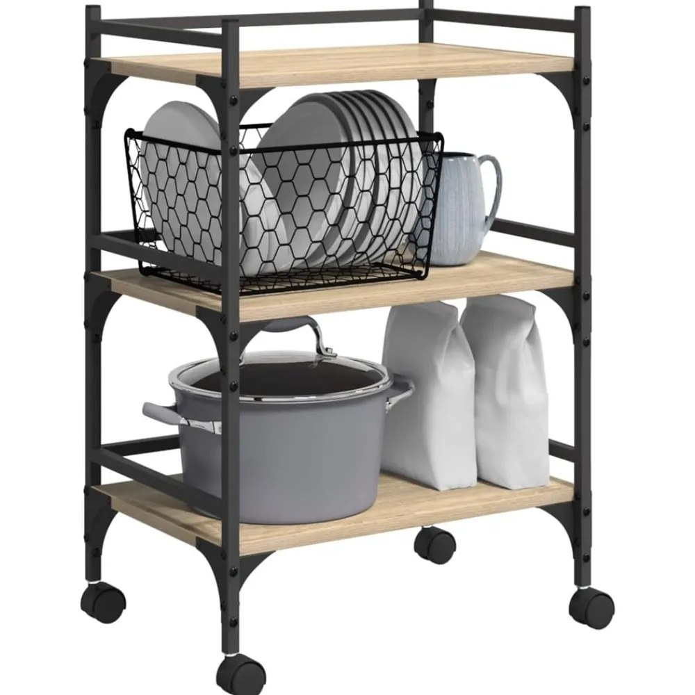 Keuken Trolley Sonoma Eiken 50 x 35 x 75,5 cm Bewerkt hout>vidaXL Hot
