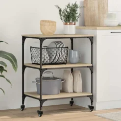 Keuken Trolley Sonoma Eiken 60 x 41 x 76 cm Bewerkt hout>vidaXL New