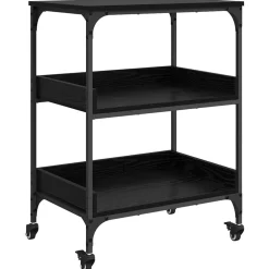 Trolleys*vidaXL Keuken Trolley 60 x 41 x 80.5 cm Bewerkt hout Zwart eiken