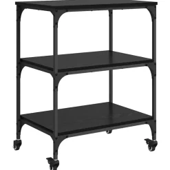 Trolleys*vidaXL Keuken Trolley 60 x 41 x 76 cm Bewerkt hout Zwart eiken