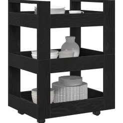 Trolleys*vidaXL Keuken Trolley 60 x 45 x 80 cm Bewerkt hout Zwart eiken
