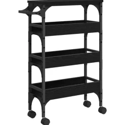 Trolleys*vidaXL Keuken Trolley 53 x 20 x 76 cm Bewerkt hout Zwart eiken
