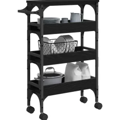 Trolleys*vidaXL Keuken Trolley 53 x 20 x 76 cm Bewerkt hout Zwart eiken