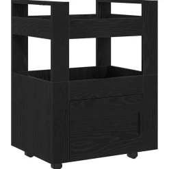 Trolleys*vidaXL Keuken Trolley 60 x 45 x 80 cm Bewerkt hout Zwart eiken