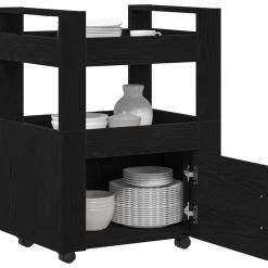 Trolleys*vidaXL Keuken Trolley 60 x 45 x 80 cm Bewerkt hout Zwart eiken
