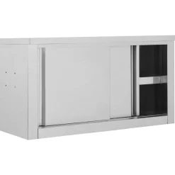 Keukenbovenkast met schuifdeuren 90x40x50 cm roestvrij staal><noscript><img width=