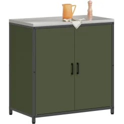 Kasten & Opbergmeubelen*vidaXL Keukenopslag met plank Olijf Groen 90 x 50 x 92 cm Staal Olijfgroen