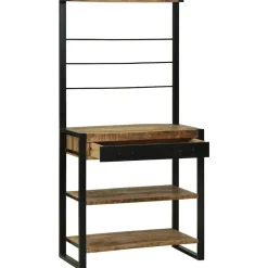 Keukenrek Bruin en zwart 80 x 40 x 160 cm Massief Mango Hout>vidaXL