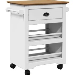 Trolleys*vidaXL Keukentrolley BODO 67,5x45x80 cm Wit en bruin