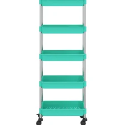 Trolleys*vidaXL Keukentrolley 5-laags 42x29x128 cm ijzer en ABS Turquoise