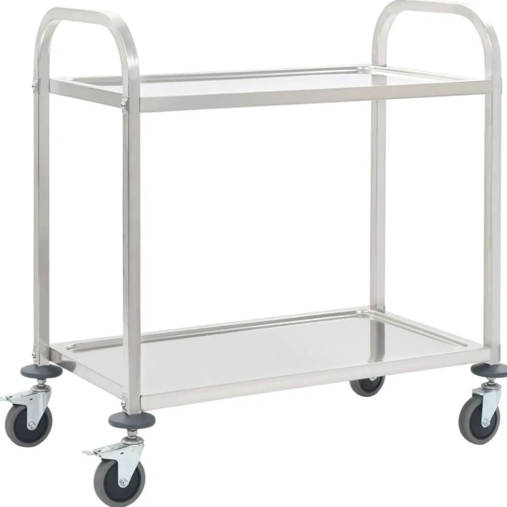 Keukentrolley 2-laags 96,5x55x90 cm roestvrij staal>vidaXL Discount