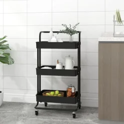 Keukentrolley 3-laags 42x35x85 cm ijzer en ABS>vidaXL Best