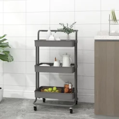 Keukentrolley 3-laags 42x35x85 cm ijzer en ABS>vidaXL Best