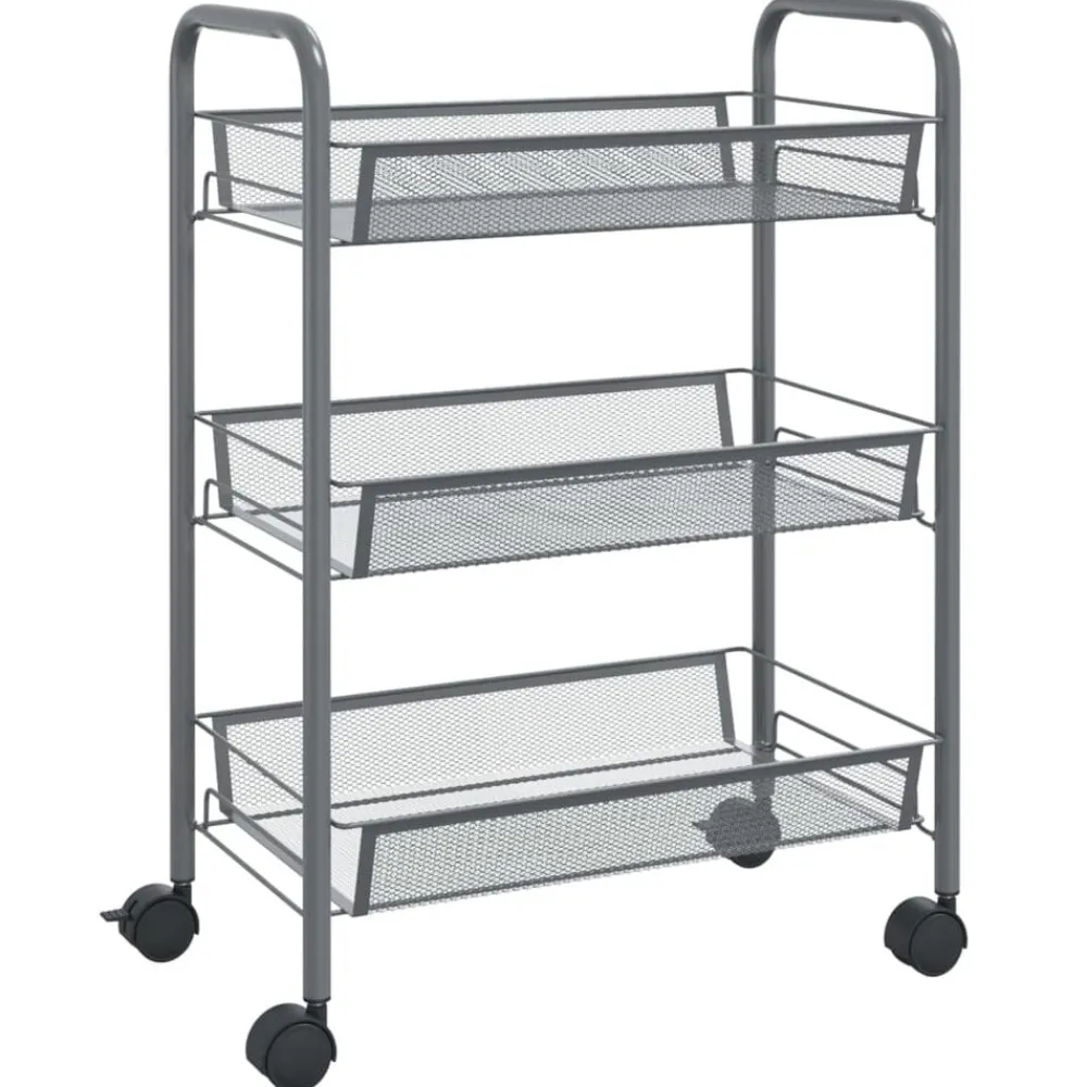 Trolleys*vidaXL Keukentrolley 3-laags 46x26x54 cm ijzer Grijs