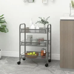 Trolleys*vidaXL Keukentrolley 3-laags 46x26x54 cm ijzer Grijs