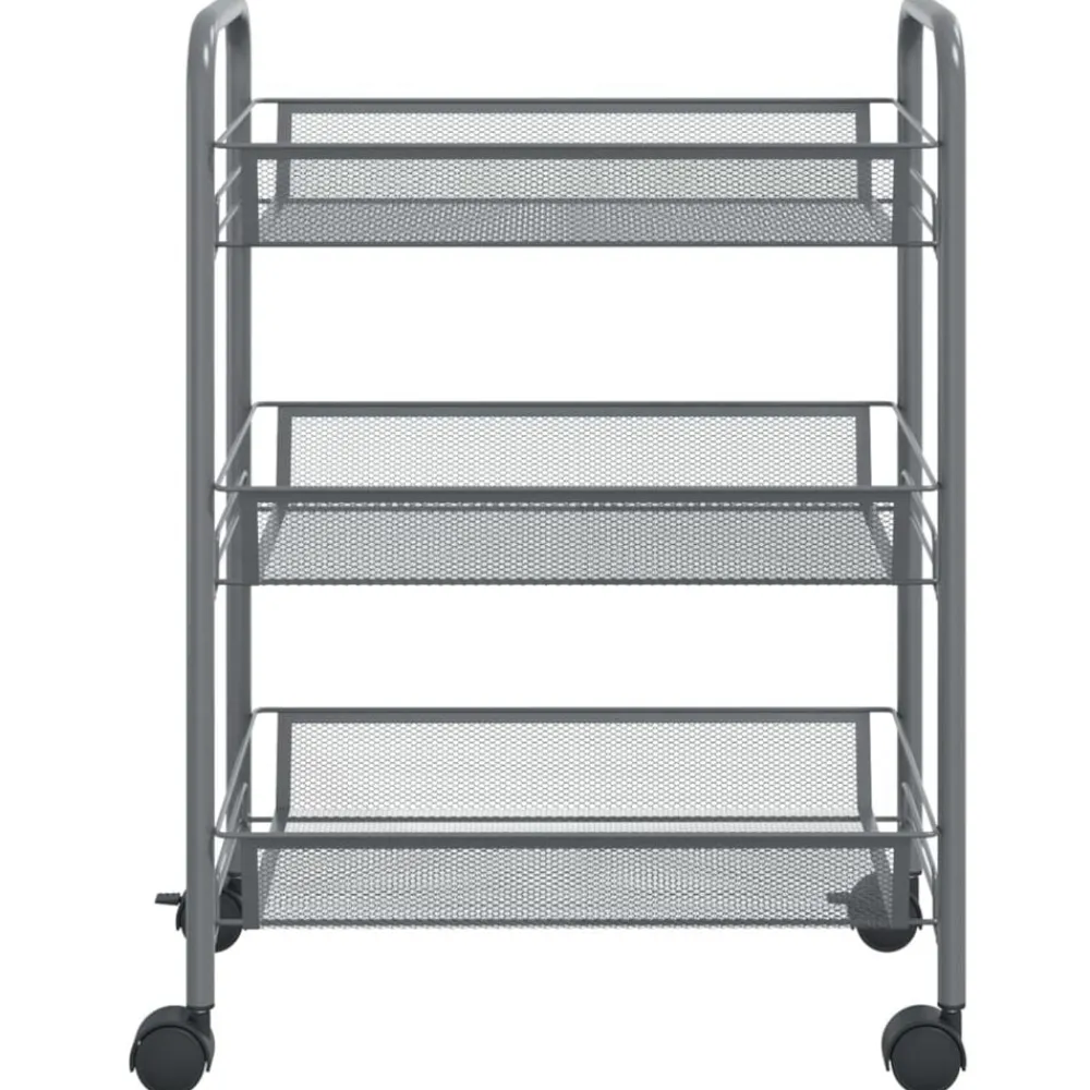Trolleys*vidaXL Keukentrolley 3-laags 46x26x54 cm ijzer Grijs