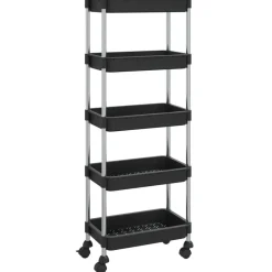 Trolleys*vidaXL Keukentrolley 5-laags 42x29x128 cm ijzer en ABS Zwart