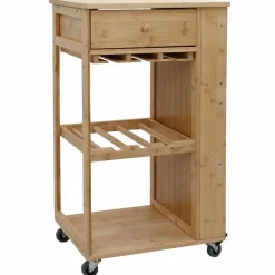 Trolleys*vidaXL Keukentrolley met Wielen Naturel 47,5 x 36 x 83 cm Bamboe