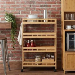 Keukentrolley met Wielen Naturel 60 x 18 x 97 cm Bamboe>vidaXL Outlet