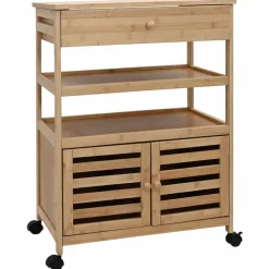 Keukentrolley met Wielen Naturel 59,5 x 36 x 82 cm Bamboe>vidaXL Sale