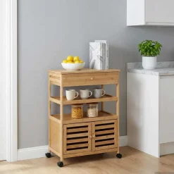 Keukentrolley met Wielen Naturel 59,5 x 36 x 82 cm Bamboe>vidaXL Sale