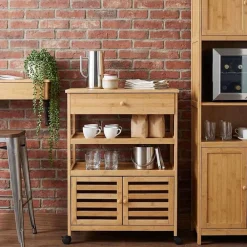 Keukentrolley met Wielen Naturel 59,5 x 36 x 82 cm Bamboe><noscript><img width=