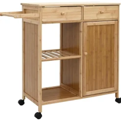 Trolleys*vidaXL Keukentrolley met Wielen Naturel 90,5 x 36 x 86,5 cm Bamboe
