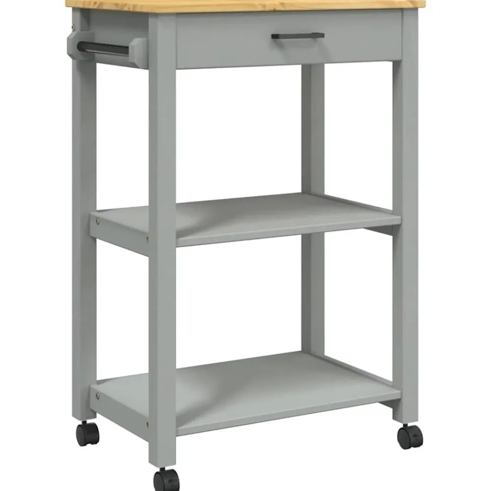 Trolleys*vidaXL Keukentrolley MONZA 60x40x88,5 cm massief grenenhout Grijs