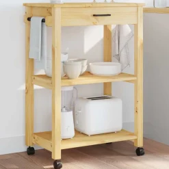 Trolleys*vidaXL Keukentrolley MONZA 60x40x88,5 cm massief grenenhout Bruin