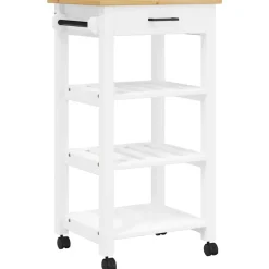 Trolleys*vidaXL Keukentrolley MONZA 48x40x88,5 cm massief grenenhout Wit
