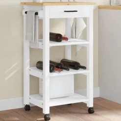 Trolleys*vidaXL Keukentrolley MONZA 48x40x88,5 cm massief grenenhout Wit