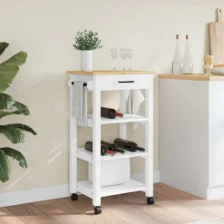 Trolleys*vidaXL Keukentrolley MONZA 48x40x88,5 cm massief grenenhout Wit