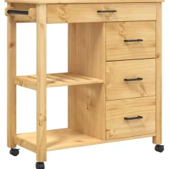 Trolleys*vidaXL Keukentrolley MONZA 84x40x88,5 cm massief grenenhout Bruin