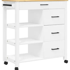 Keukentrolley MONZA 84x40x88,5 cm massief grenenhout>vidaXL Clearance