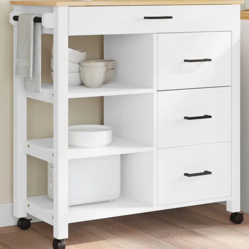 Keukentrolley MONZA 84x40x88,5 cm massief grenenhout>vidaXL Clearance
