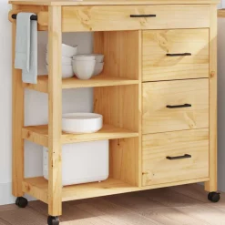 Keukentrolley MONZA 84x40x88,5 cm massief grenenhout>vidaXL Online