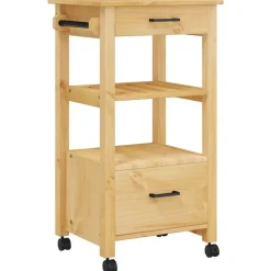 Trolleys*vidaXL Keukentrolley MONZA 48x40x88,5 cm massief grenenhout Bruin